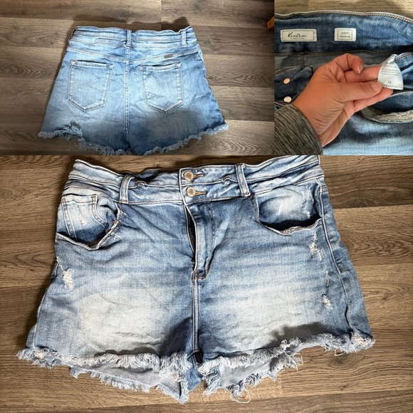 Kancan Light Blue Frayed Jean Shorts - Picture 1 of 3
